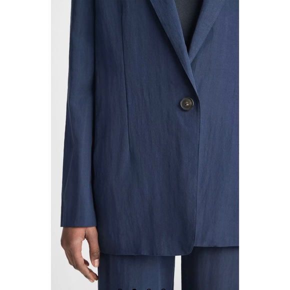 Vince Relaxed Textured Blazer Navy NEW - Picture 4 of 6